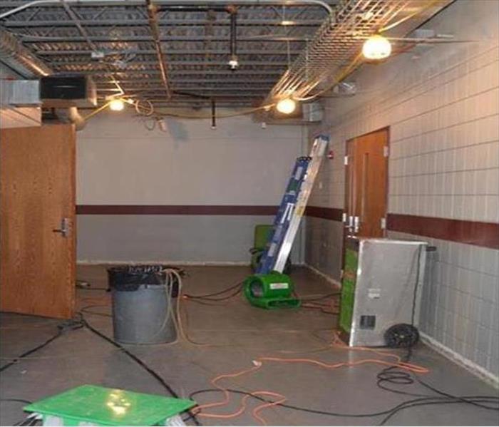 dehumidifier, garbage pail, and drying out the commercial structure